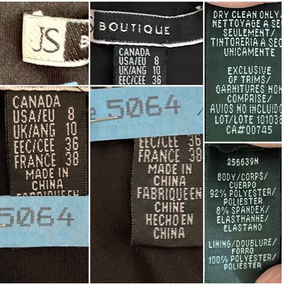 Elegant JS Boutique Black Evening Gown Size 8 w/Train and Jeweled Pins on Straps - Picture 6 of 10